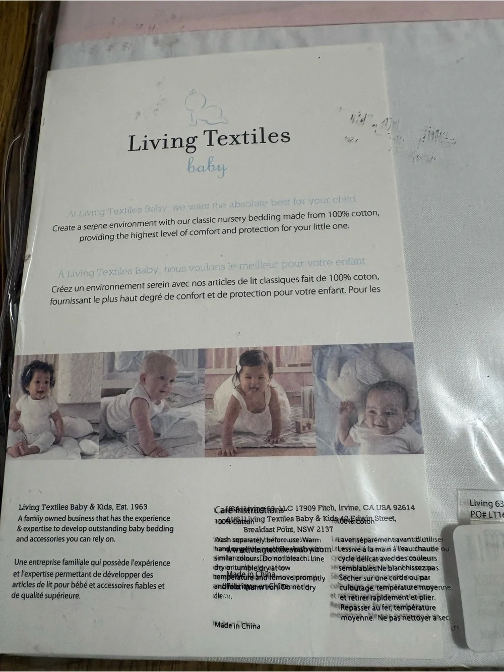 Living Textiles Baby Bed Skirt in Pink and White